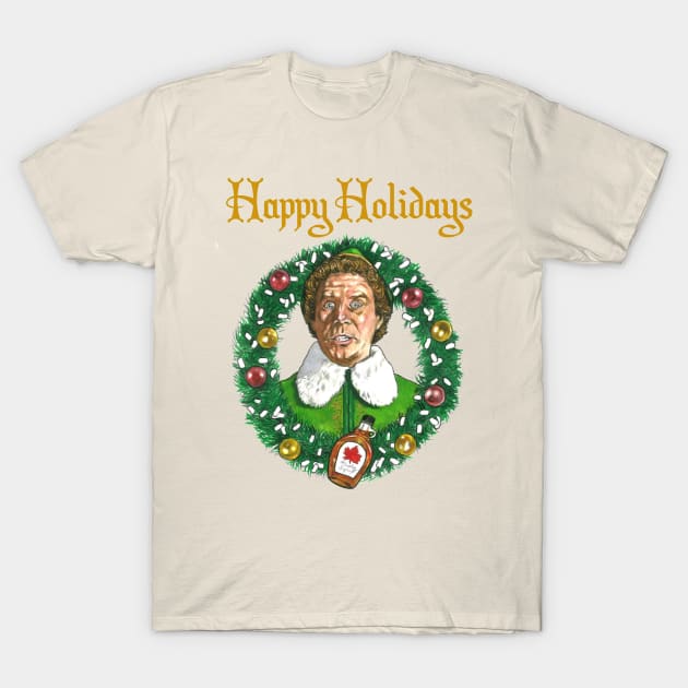 Elf Movie Holiday Art T-Shirt by Beau Berkley Art